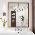 WEER Walnut Framed Mirror for Bathroom, 36x30 Inch Wall Mounted Mirror by WEER