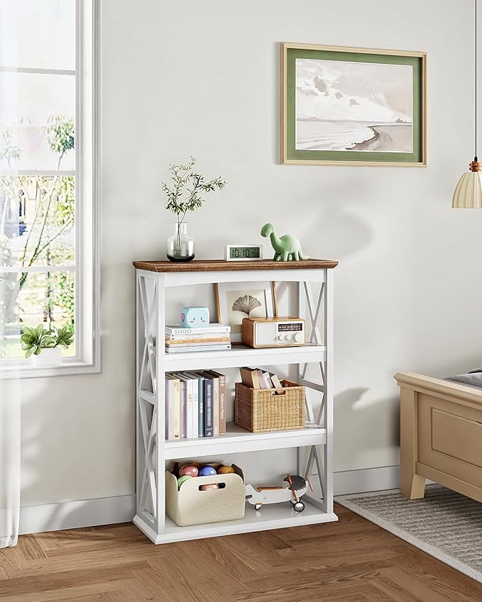 4-Tier Bookcase, 42.9" Floor Standing Organizer Shelf, Corner Book Stand - Image 2