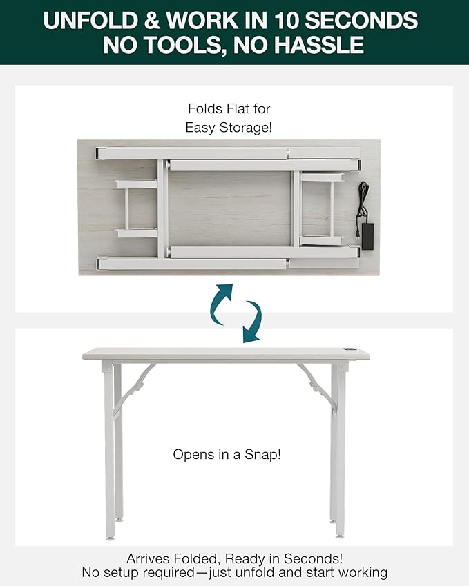 Frylr Small Folding Computer Desk – 43.3 Inch Portable Table - Image 3