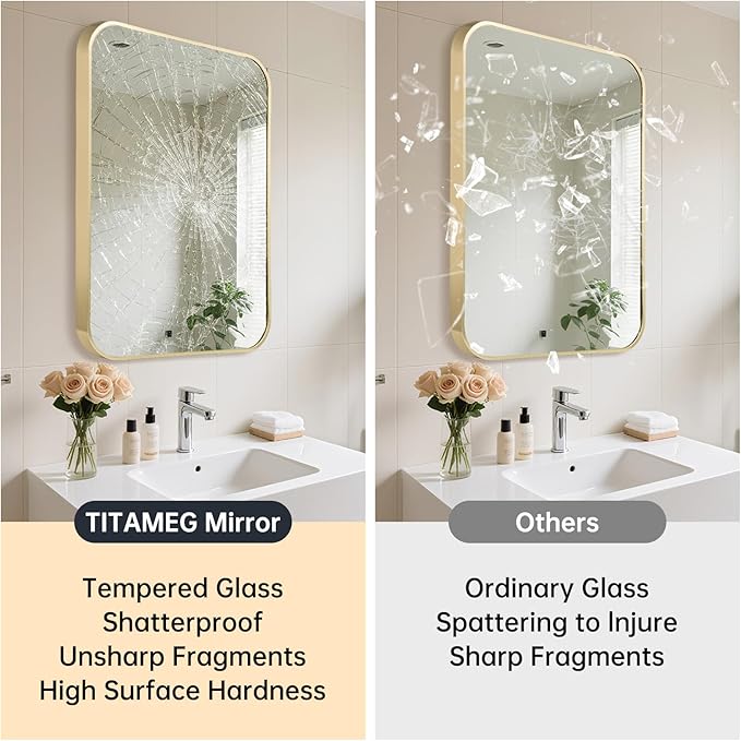 24x32 Inch Bathroom Mirror for Wall, Aluminum Alloy Brushed for Bedroom or - Image 5
