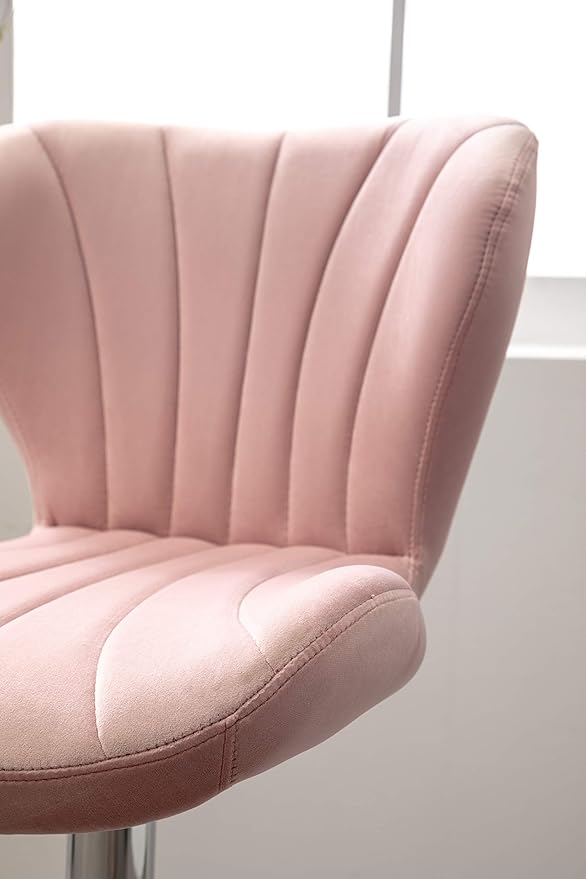 Roundhill Furniture Ellston Velvet Adjustable Swivel Barstools in Pink - Image 7