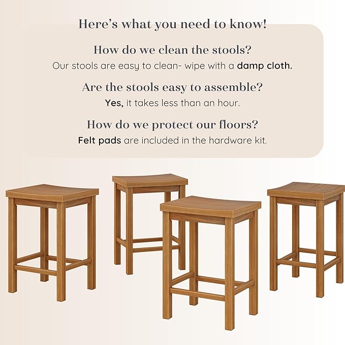 Grain & Grove Smith Collection Set of 4 Solid Wood Counter Height Bar Stools - Image 5