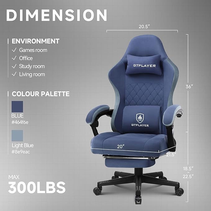 GTPLAYER Office Chair, Gaming Computer Desk Fabric Chair - Image 3