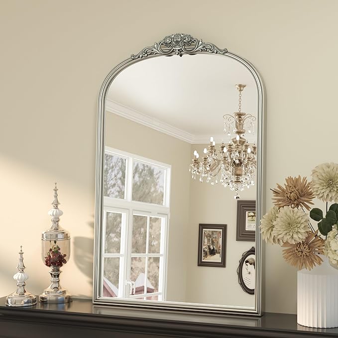 Keonjinn Vintage Arched Mirror for Wall, Ornate Vanity Mirror, Baroque Arch by Keonjinn