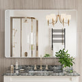 White Bathroom Mirror 48x32 Inch, Rounded Rectangle Matte Bathroom Vanity Mirror by JISOSO