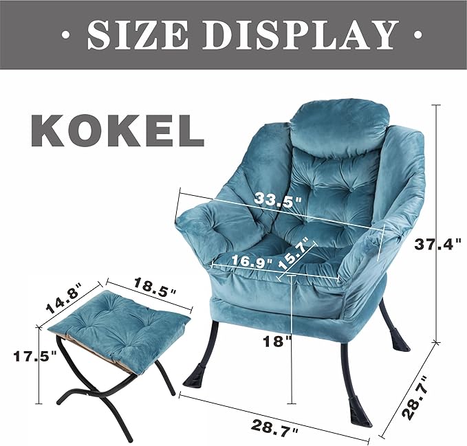 Lazy Chair with Folding Ottoman, Living Room Chairs, Accent Contemporary Lounge - Image 3