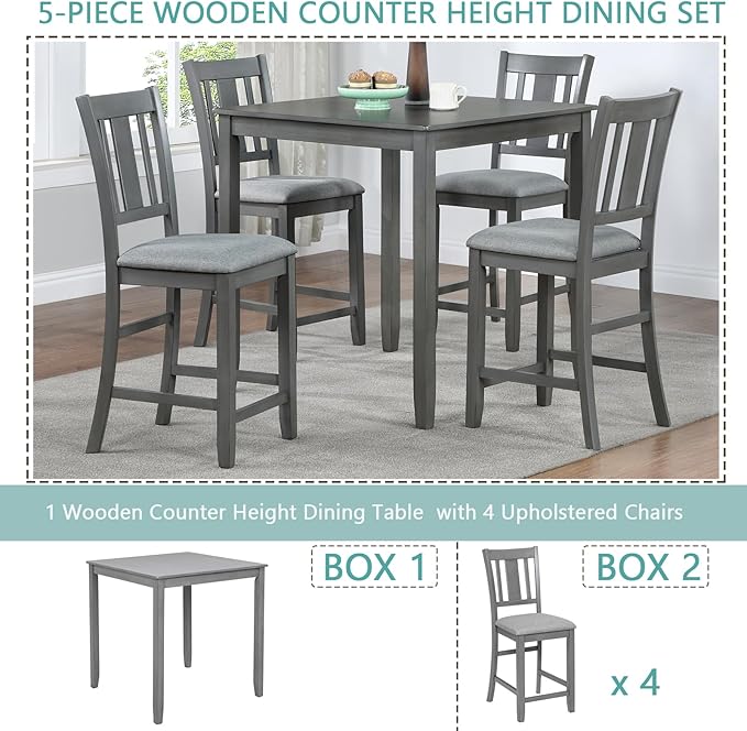 KEIKI 5-Piece Counter Height Dining Table Set - Image 7