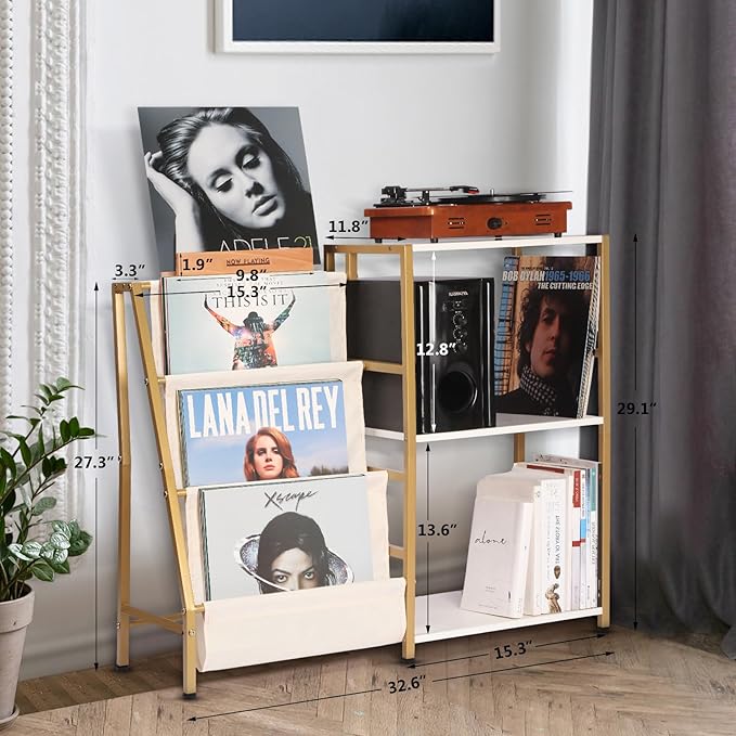 Stand for Record Player, 3 Tier Vinyl Record Storage - Image 6