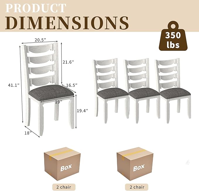 Solid Wood Dining Chair Set of 4, Kitchen Dining Room Chair - Image 3