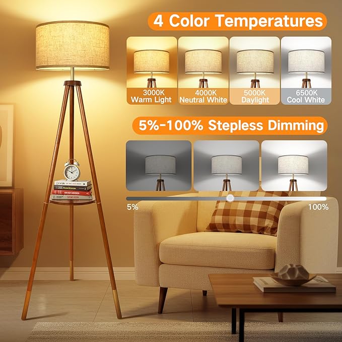 OUTON Wood Tripod Floor Lamp - Image 2