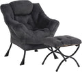 Plush Lazy Chair and Ottoman, Large Contemporary Accent Lounge Chair by Givjoy