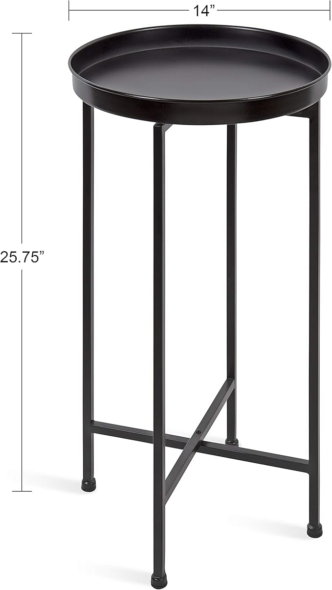 Kate and Laurel Celia Round Metal Foldable Accent Table - Image 3