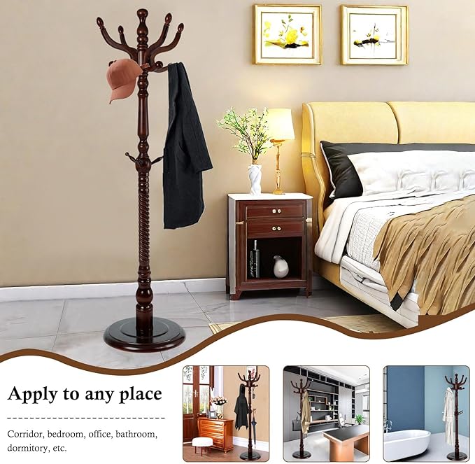 Coat Rack Stand, Solid Wooden Coat Tree - Image 7