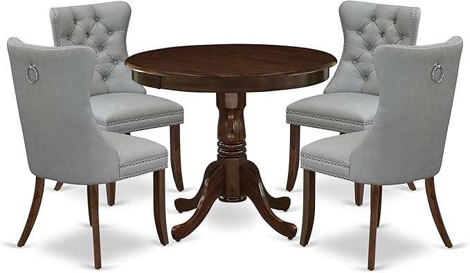 East West Furniture ANDA5-AWA-27 5 Piece Kitchen Table & Chairs Set Includes a - Image 2