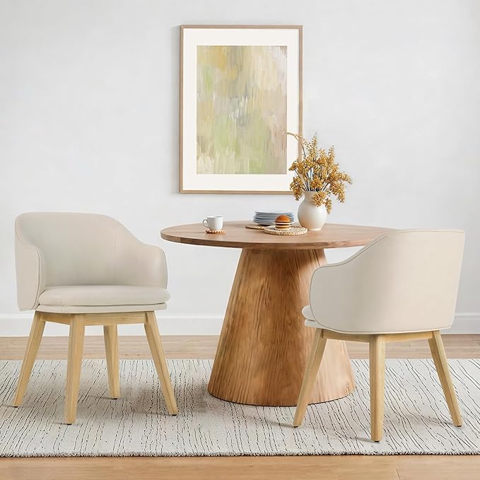 Wooden Dining Chairs Set of 4, Faux Leather Upholstered Modern Dining Room - Image 7