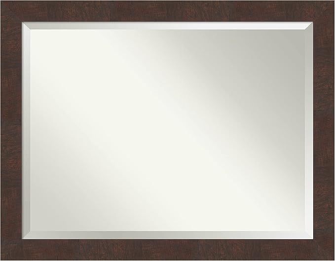 Amanti Art Brown Wall Mirror 35x45 Wildwood Brown Rectangle Bathroom Mirror by AmantiArt