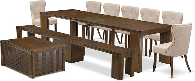 X07SI-BC8-04 - 10 Pieces Modern Dining Set contains an Extendable Rectangle - Image 2