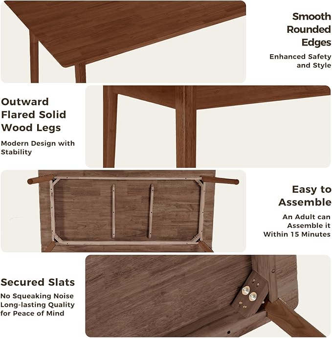 DELAVIN 59" Large Solid Wood Dining Table - Image 5