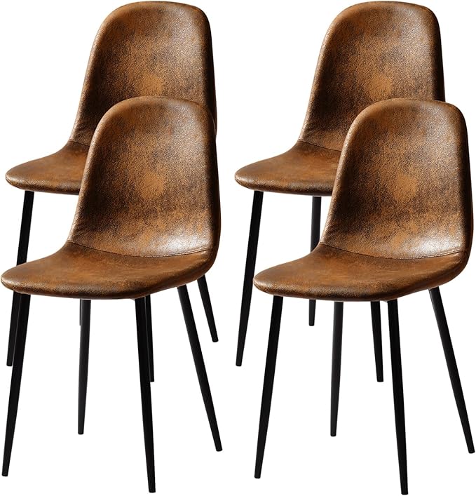 FurnitureR Dining Chairs Set of 4, Mid-Back Armless Side Chairs by FurnitureR