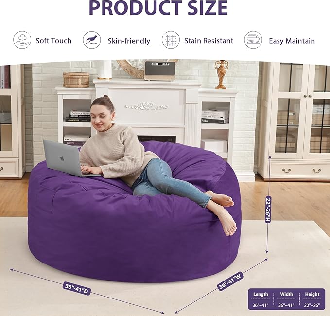 3FT Bean Bag Chair, Comfy Bean Bag Chairs - Image 3