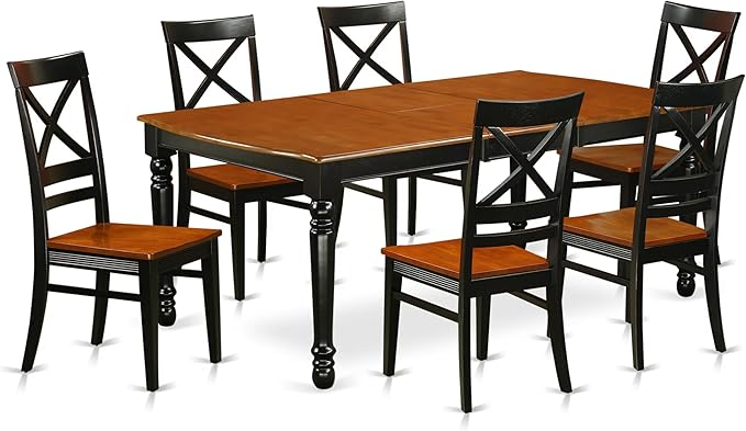 East West Furniture DOQU7-BCH-W 7 Piece Dining Table Set Consist of a Rectangle by EastWestFurniture