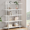 HSH 5 Tier Tall White Bookshelf, Metal and Wood Storage Book Shelves by HOMESWEETHOME