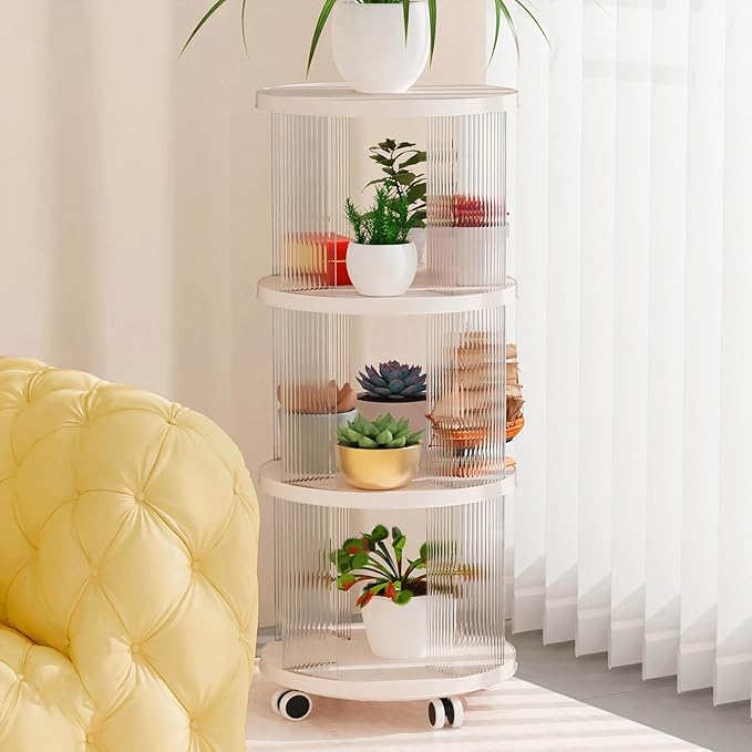 Rotating Bookshelf, 360°Display Spinning Rolling Bookshelf Tower, 3 Tiers - Image 8