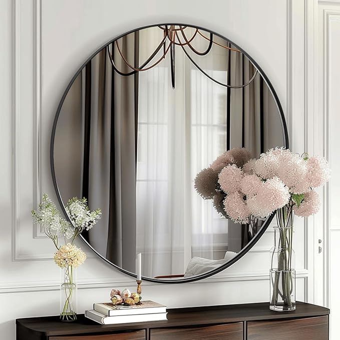 ANDY STAR Round Wall Mirror for Bathroom, 30 Inch Black Circle Mirror Modern - Image 5