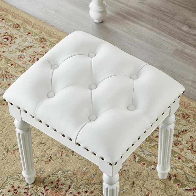 Vanity Bench Stool with Microfiber Leather Cushion, Vanity Chair Ottoman - Image 5