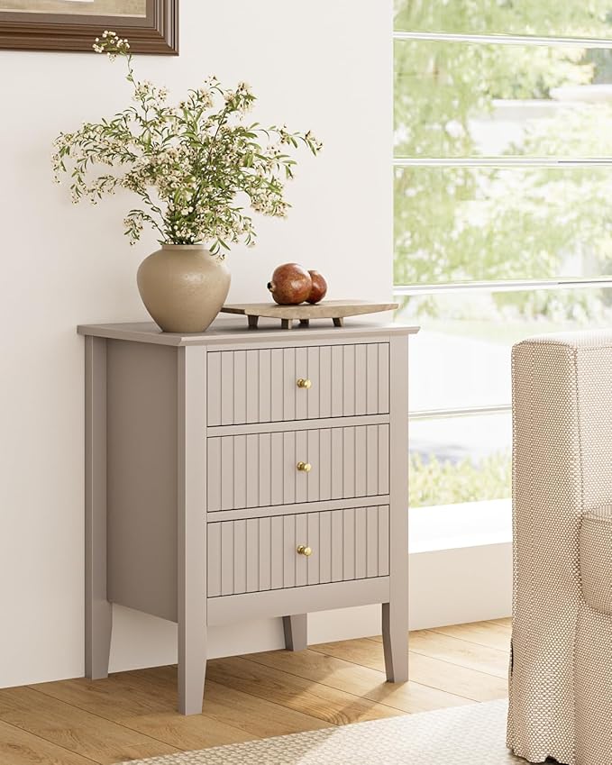 Night Stand, Fluted Nightstand Bedside Tall Farmhouse Nightstand - Image 7