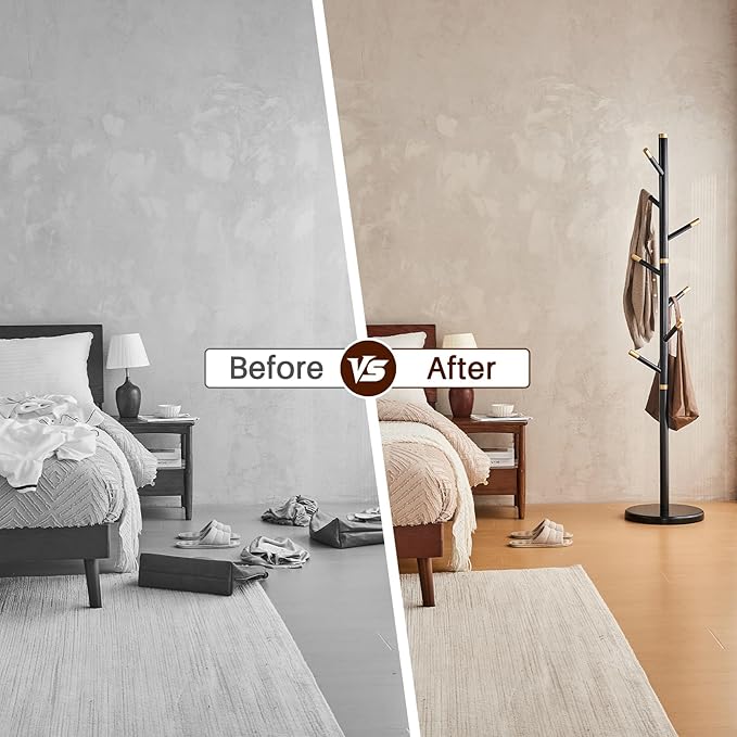 Uniclinens Coat Rack Freestanding Solid Wood Coat Tree Standing - Image 7