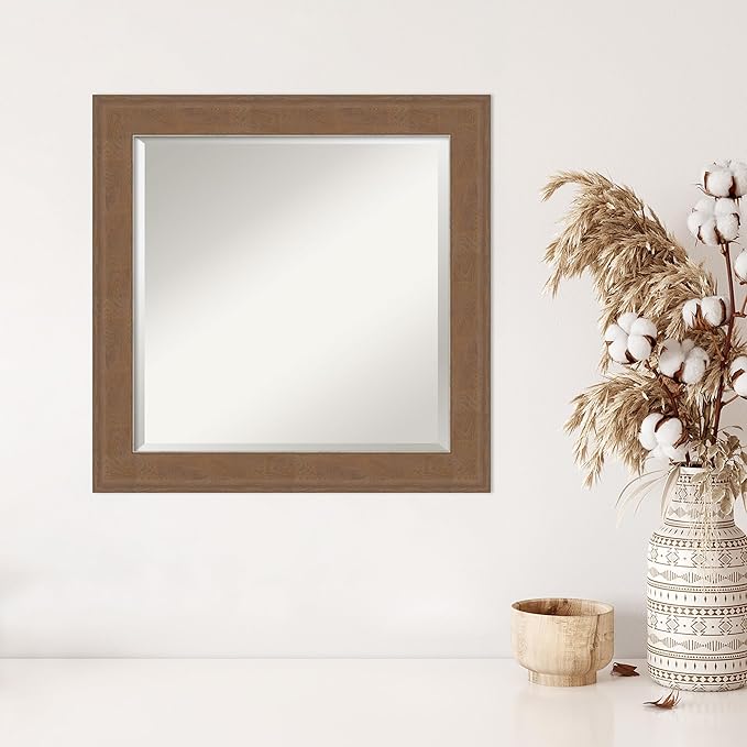 Amanti Art Brown Wall Mirror 25x25 Alta Medium Brown Square Bathroom Mirror - Image 5