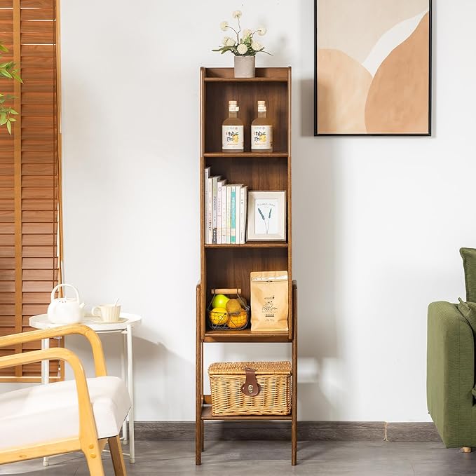 4 Tier Bamboo Bookcase, Classical Modern Bookshelf, Dispaly Shelves, Bamboo - Image 2