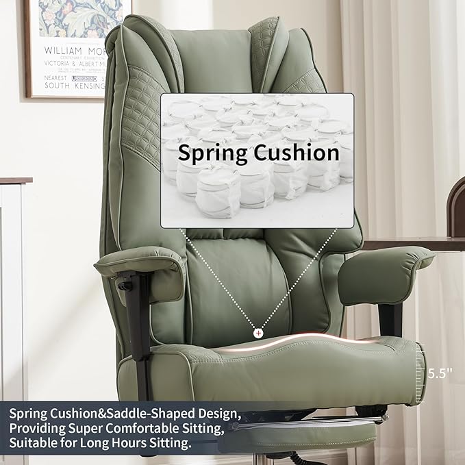 Big and Tall Office Chair 400lbs Wide Seat, Leather High Back Executive Office - Image 4