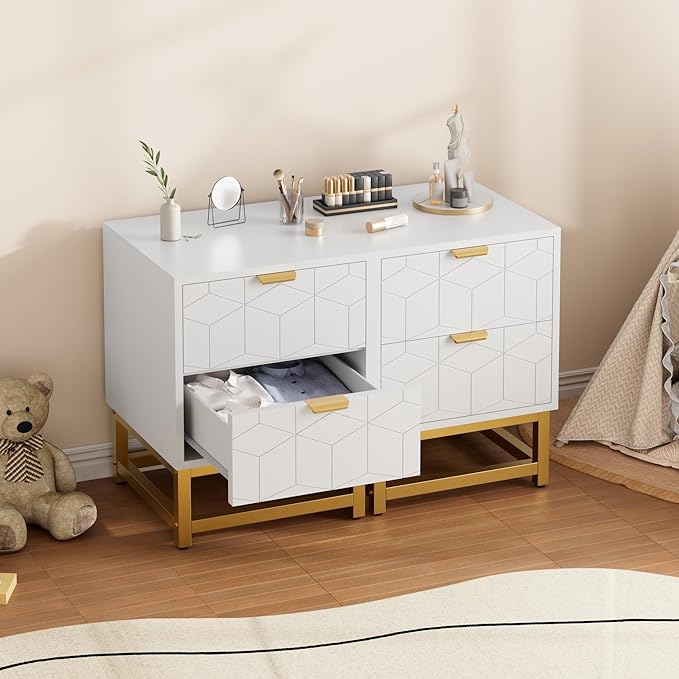 GAOMON White 2 Drawer Dresser, Small Dresser＆Chest of Drawers, Modern Nightstand - Image 6