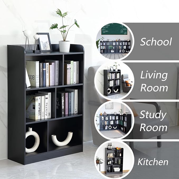 Book Shelf with Back Panel Stability 6 Cube Bookcase Multifunctional Cube - Image 5