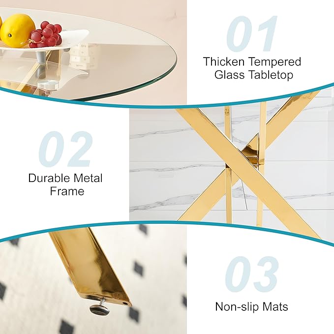 Dining Table for 4 Modern Round Dining Table 35.43" Kitchen & Dining Room Tables - Image 5
