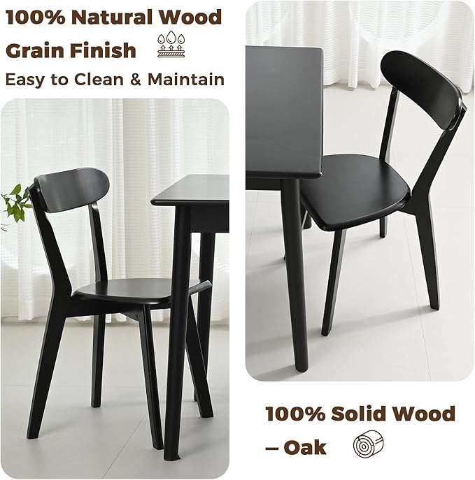 DELAVIN Soild Wood Dining Chairs Set of 6, Mid Century Oak Wood Kitchen Chairs - Image 5