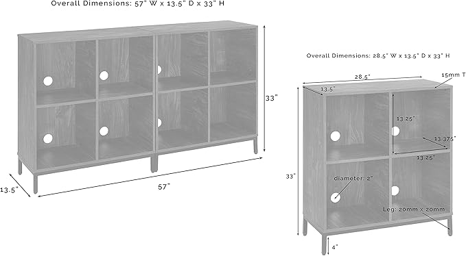 Crosley Furniture Jacobsen 2-Piece Vinyl Record Storage Cube Bookcase Set and - Image 3
