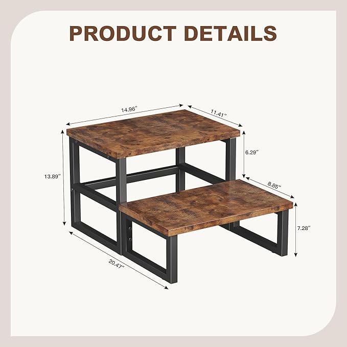 Homeiju 3 in 1 Step Stools for Adults Kids Toddler, Heavy Duty Wooden Step Stool - Image 3