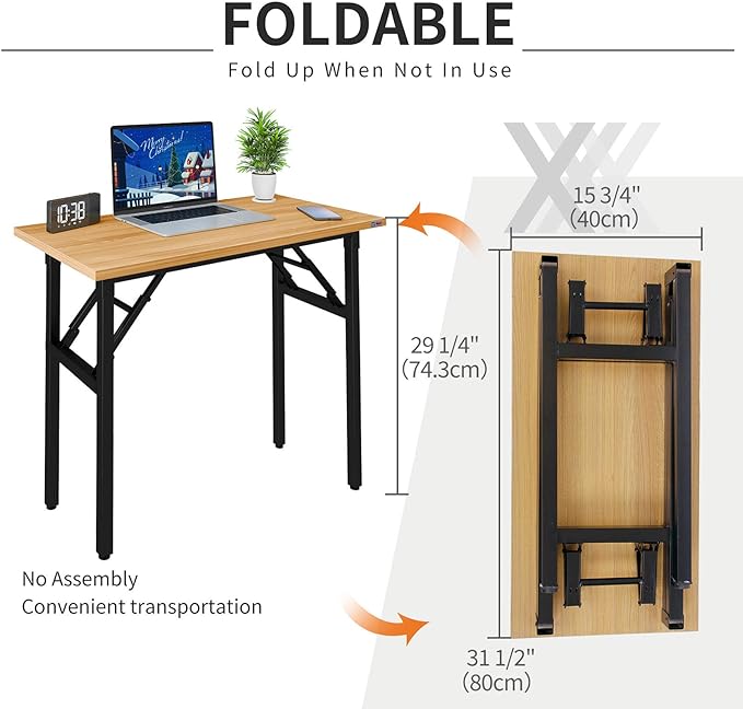 Need Folding Desk Small Desk 31 1/2" No Assembly Foldable Computer Desk - Image 2