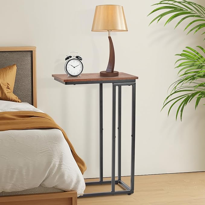 C-Shaped End Table, for Living Room, Small Spaces, TV Tray Couch Side Tables - Image 7
