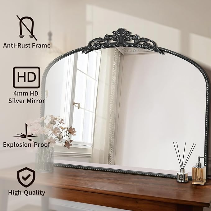 Micasso Black Large Vintage Mirror, Living Room - Image 2