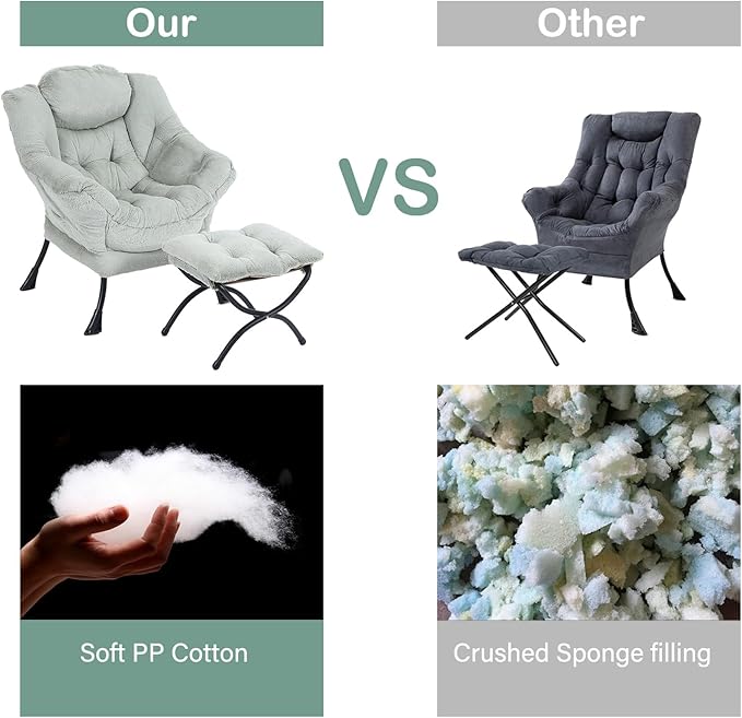 LITA Lazy Chair with Ottoman, Modern Accent Leisure Upholstered Sofa Chair - Image 6