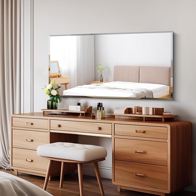 24x48 Large Beveled Mirror, Frameless Beveled Bathroom Mirrors - Image 5