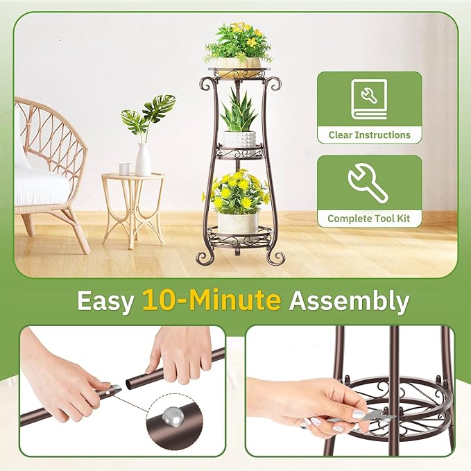 KMOTASUO 3 Tier Metal Plant Stand - Image 6