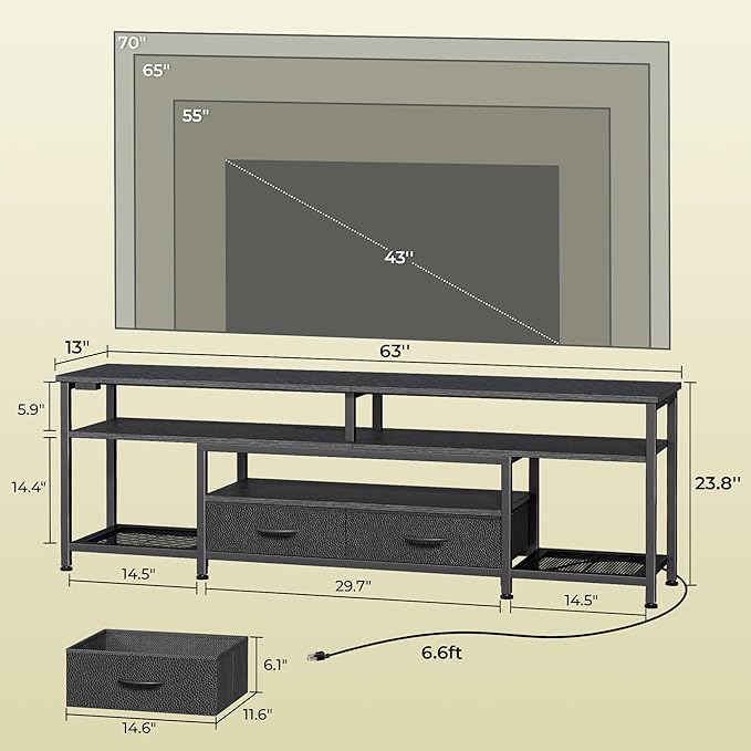 Huuger TV Stand for 65 70 Inch TV, Entertainment Center - Image 6