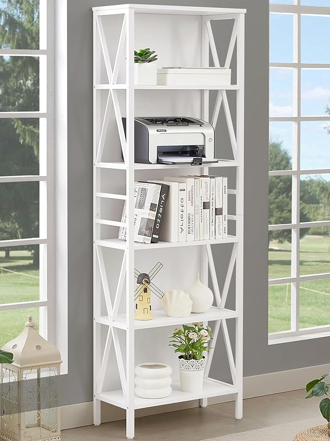 HOMISSUE Tall Bookshelf, 6-Tier Book Shelf, Rustic Wood Metal Bookshelves and by Homissue
