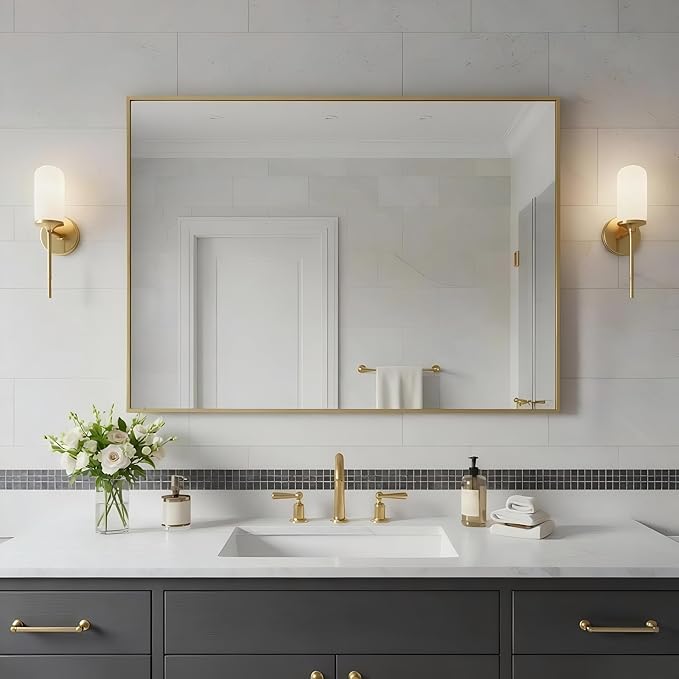 27x36 Inch Brass Bathroom Mirror - Image 2