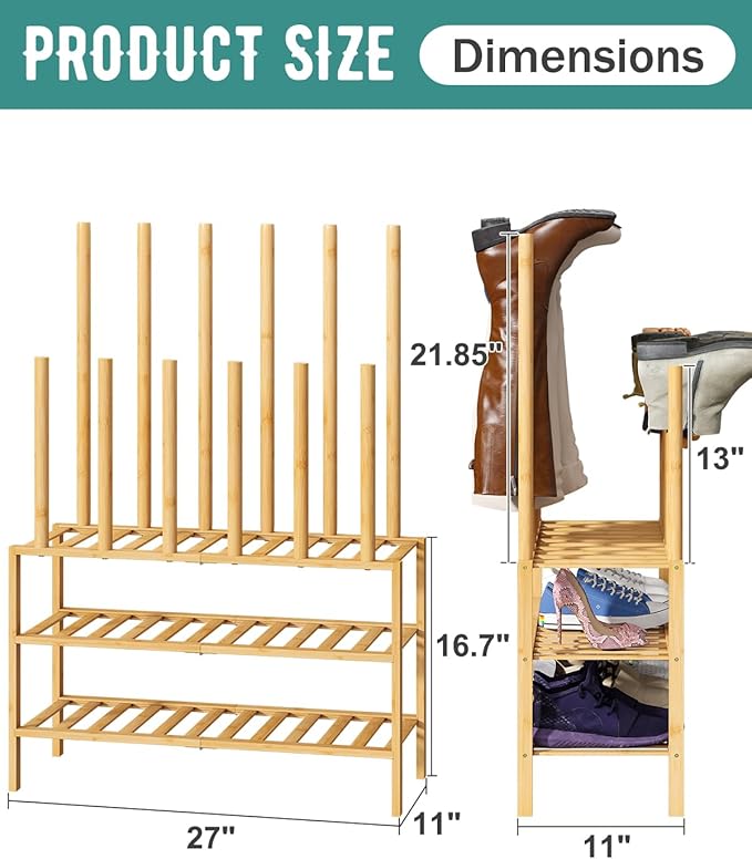 Boot Rack with Shoe Rack, Boot Rack Organizer Tall Boots - Image 3